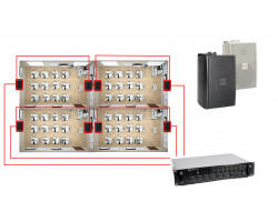 Акустическая система для офиса на 4 зон и 8 настенных динамиков BOSCH
